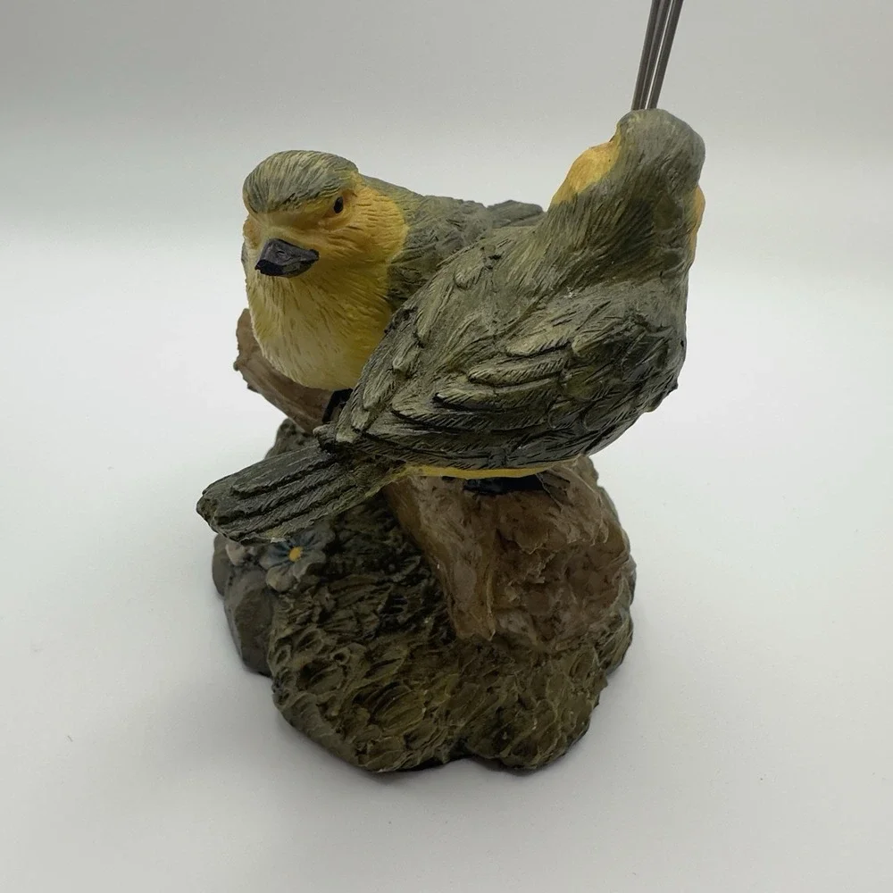 Resin Bird Figurine Photo Holder Double Spiral Wire Stand Vintage Home Decor - Picture 9 of 9